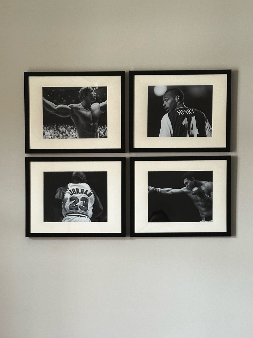 [set of 4] Black and White Sports Photo Wall Art - Framed Prints